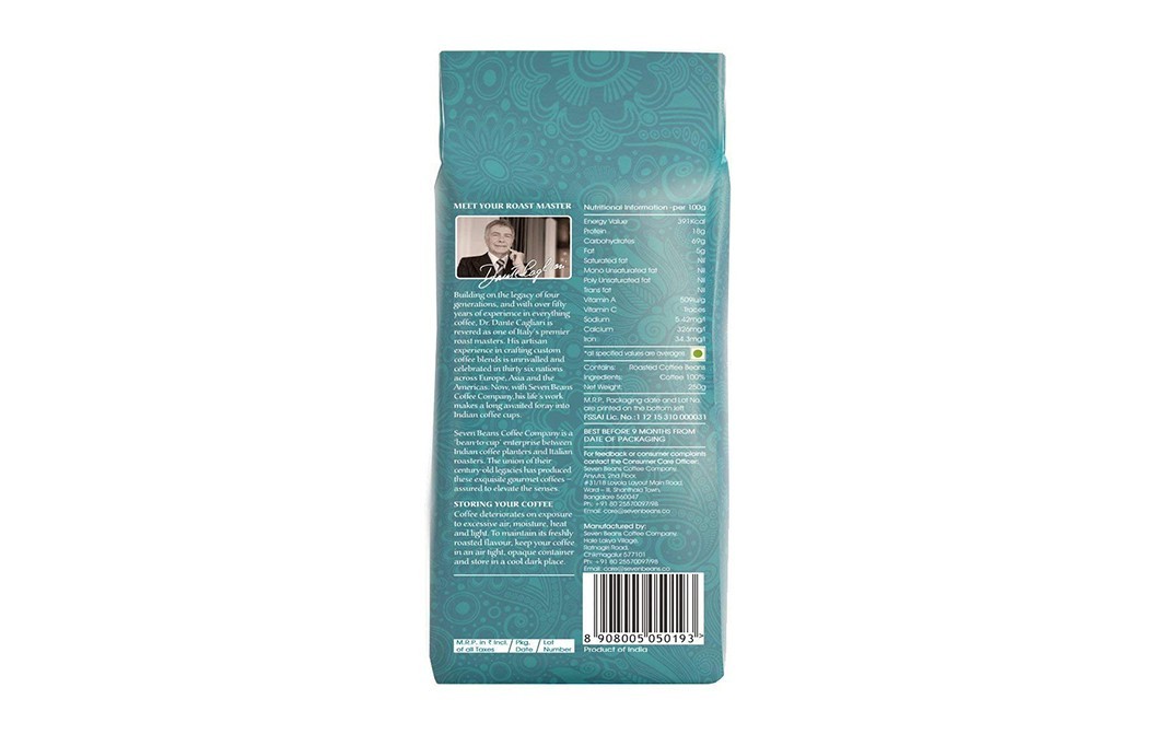Seven Beans Mishta Whole Bean Coffee    Pack  250 grams